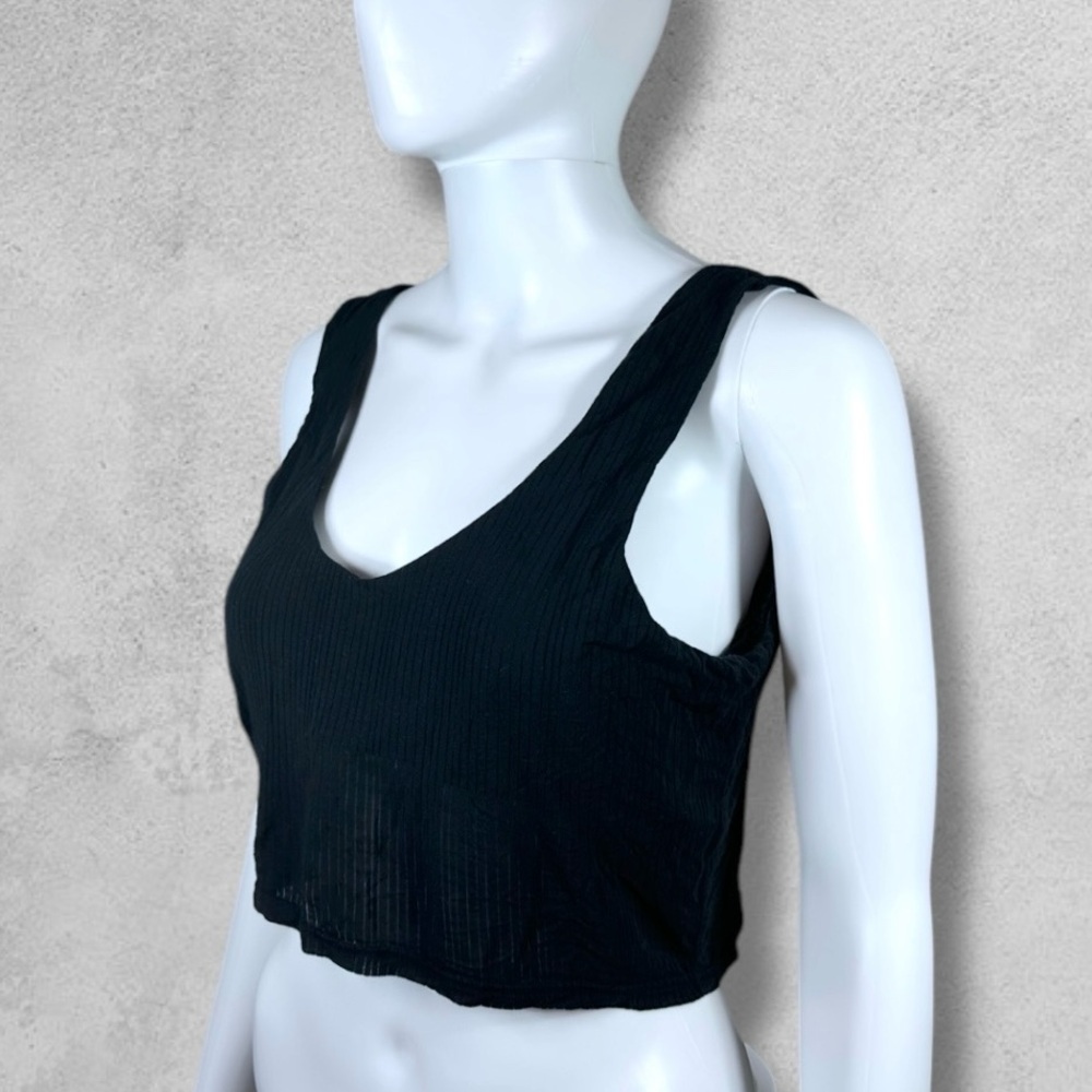 aerie Lined Ribbed Crop Top with Shelf Bra